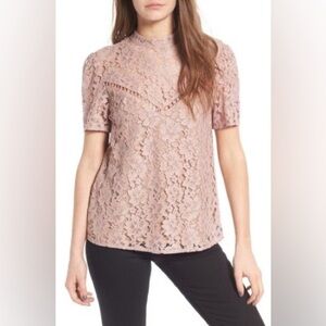 WAYF Cherry Red Lace top with built in nude underlay size M excellent condition
